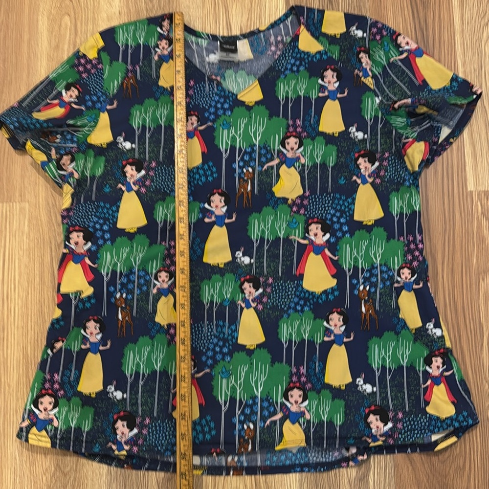 Disney Snow White Scrub Top Forest Scene - Picture 4 of 8